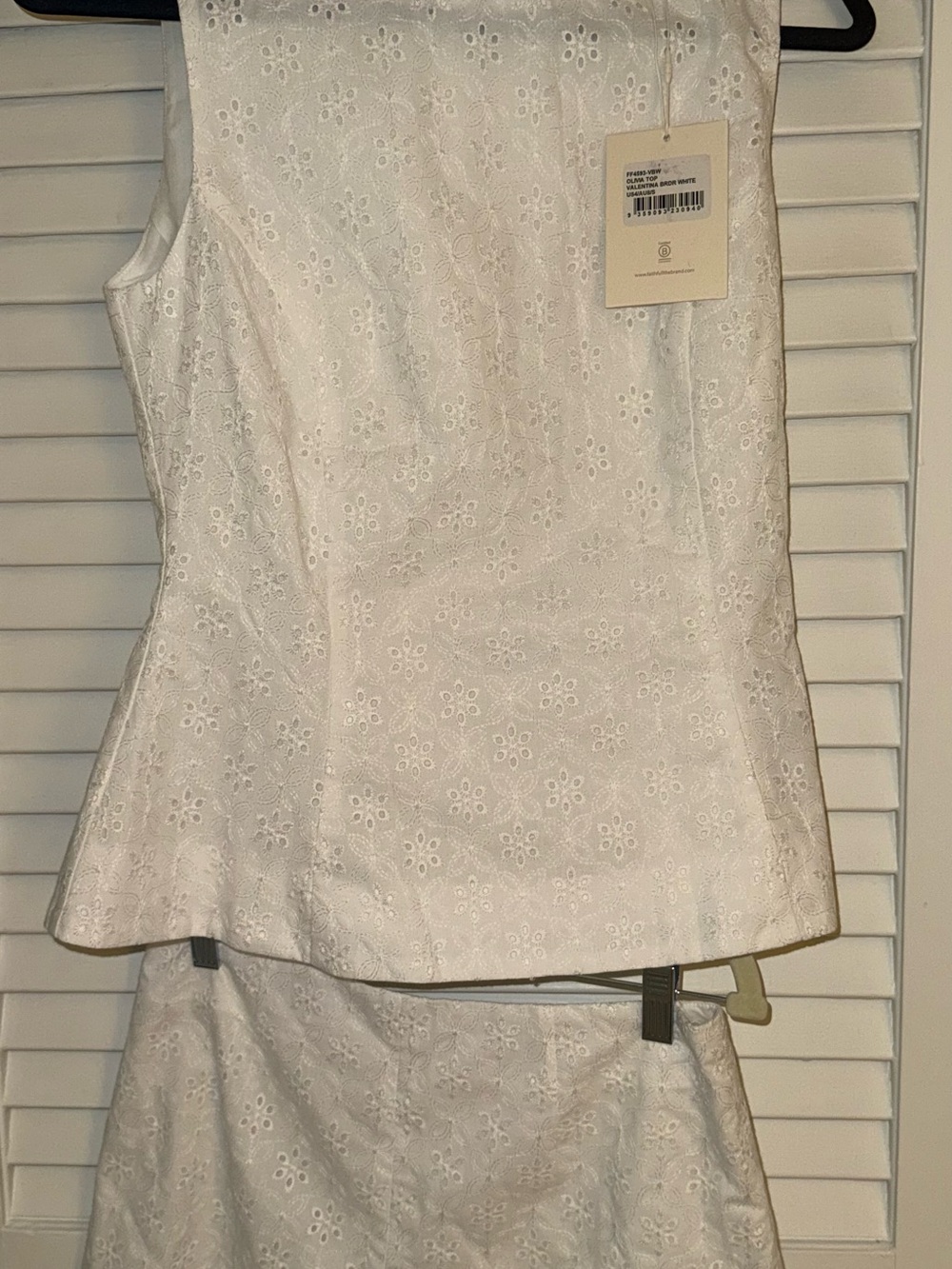 FAITHFUL- NWT. White Eyelet Two-Piece Top and Skirt Set